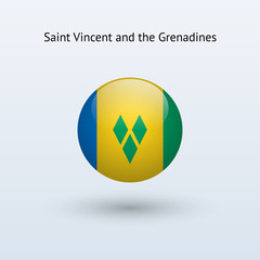 Naklejka premium Saint Vincent and the Grenadines round flag.