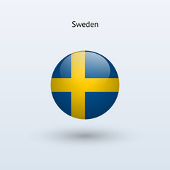 Sweden round flag. Vector illustration.