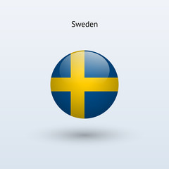 Fototapeta premium Sweden round flag. Vector illustration.