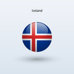 Iceland round flag. Vector illustration.