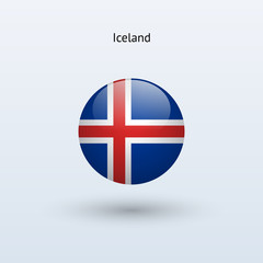 Obraz premium Iceland round flag. Vector illustration.