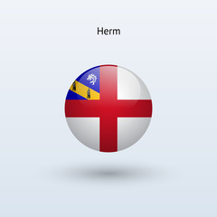 Herm round flag. Vector illustration.
