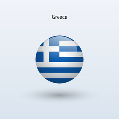 Greece round flag. Vector illustration.
