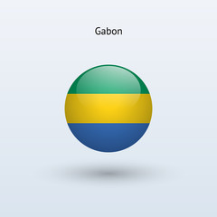 Gabon round flag. Vector illustration.