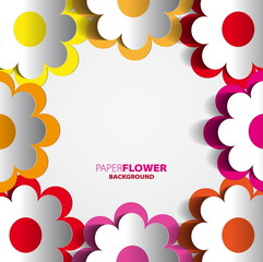 Vector illustration of color paper flowers cutout