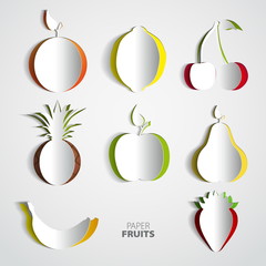 Paper Fruit Set cut out - mix design card illustration