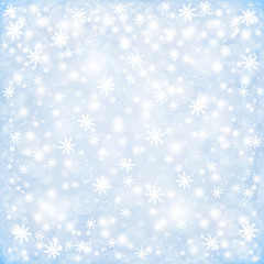 Naklejka na ściany i meble Winter Christmas background, falling snowflakes and stars