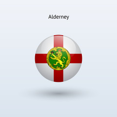 Obraz premium Alderney round flag. Vector illustration.