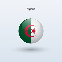 Algeria round flag. Vector illustration.