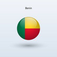 Fototapeta premium Benin round flag. Vector illustration.