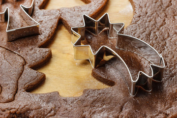 Preparing gingerbread cookies for christmas. Steps of making