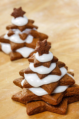 Preparing gingerbread christmas tree. Steps of making delicious