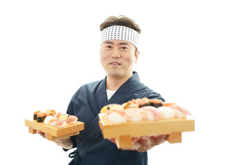 笑顔の寿司職人