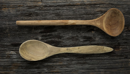 Two Old Wood Spoons