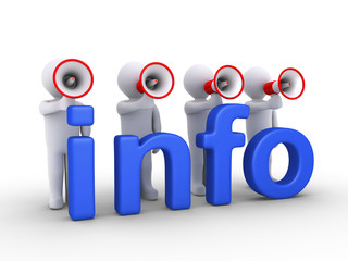 People with megaphones provide information