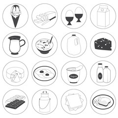 Basic Dairy Products Icons Vector Set