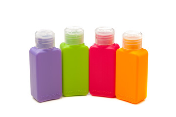 multitude of plastic color bottles