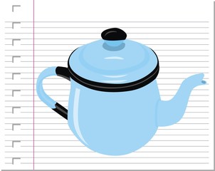 illustration teapot with on paper