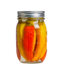 Preserved peppers in mason jars