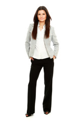 A full length portrait of a beautiful businesswoman standing