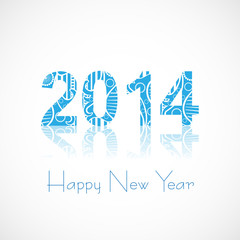 Obraz premium Vector artistic happy new year 2014 text reflection design