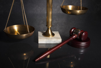 Scales of Justice with gavel - 58721702