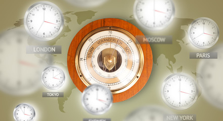 Naklejka premium Clocks and time zones over the world concept