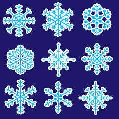 snowflakes stickers icons eps10