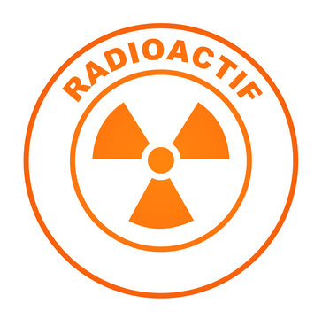 radioactif sur bouton web rond orange