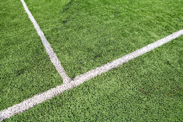 Soccer field grass on the green corner