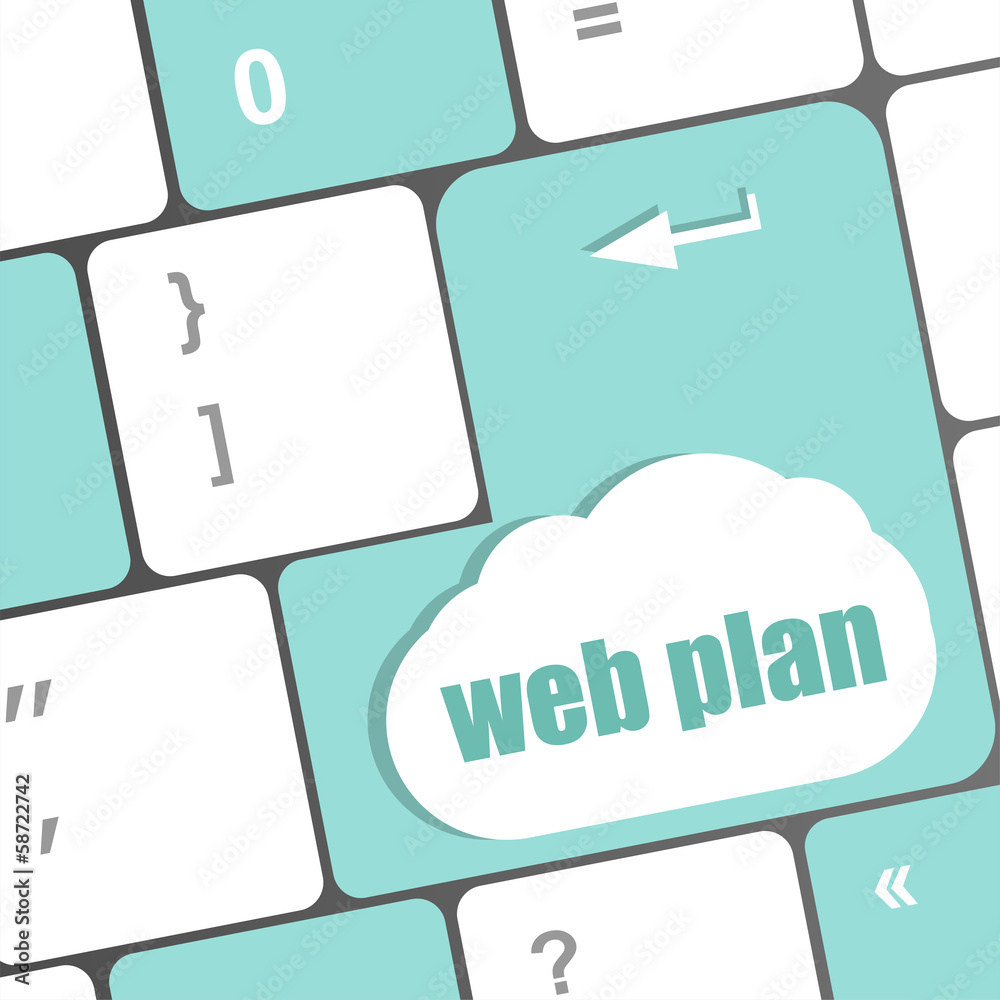 Poster web plan concept with key on computer keyboard