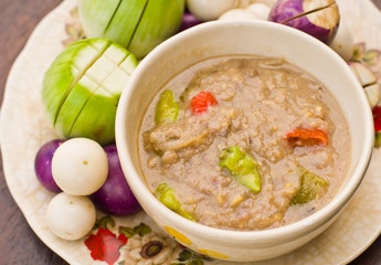 Salted fish stew with fresh eggplant