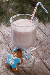 milkshake and gingerbread man. Christmas decoration