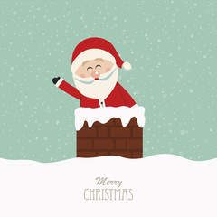 santa wave in chimney snow background