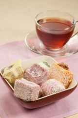 Lukum assort and tea