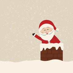 santa wave in chimney snow background
