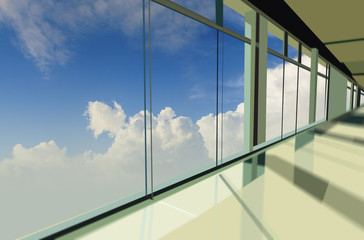 Windows in modern office building