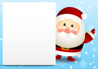 Funny Santa with empty paper sheet