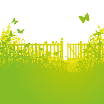 Gartenzaun und offenes Gartentor