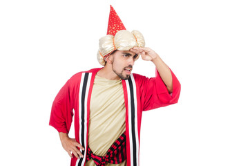 Wizard in costume isolated on the white