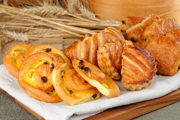Selection of freshly made pastries served for breakfast
