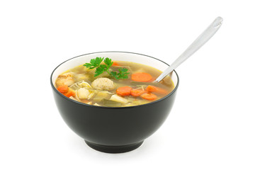 beef soup with vegetables and vermicelli