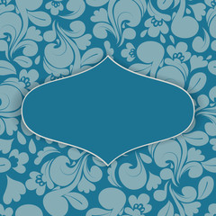 vector blue greeting card with floral ornament