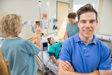 Fototapeta premium Proud Expecting Father in Hospital