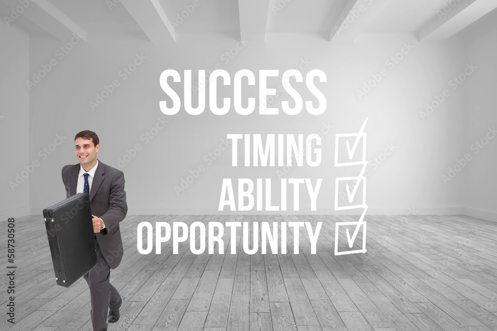 Aufkleber composite image of smiling businessman in a hury