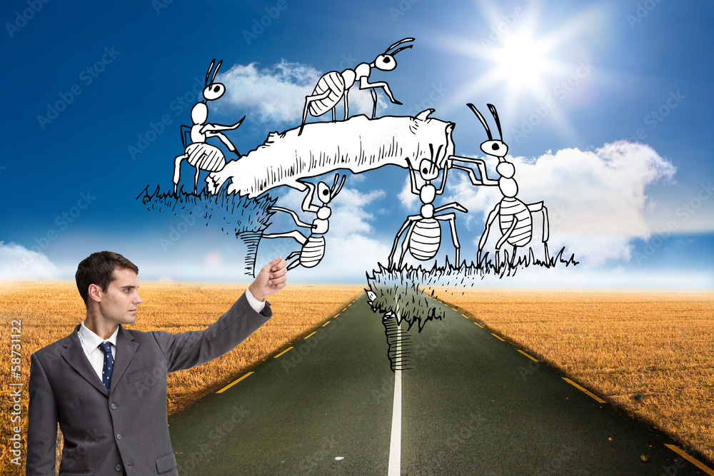 Poster composite image of stern businessman pointing