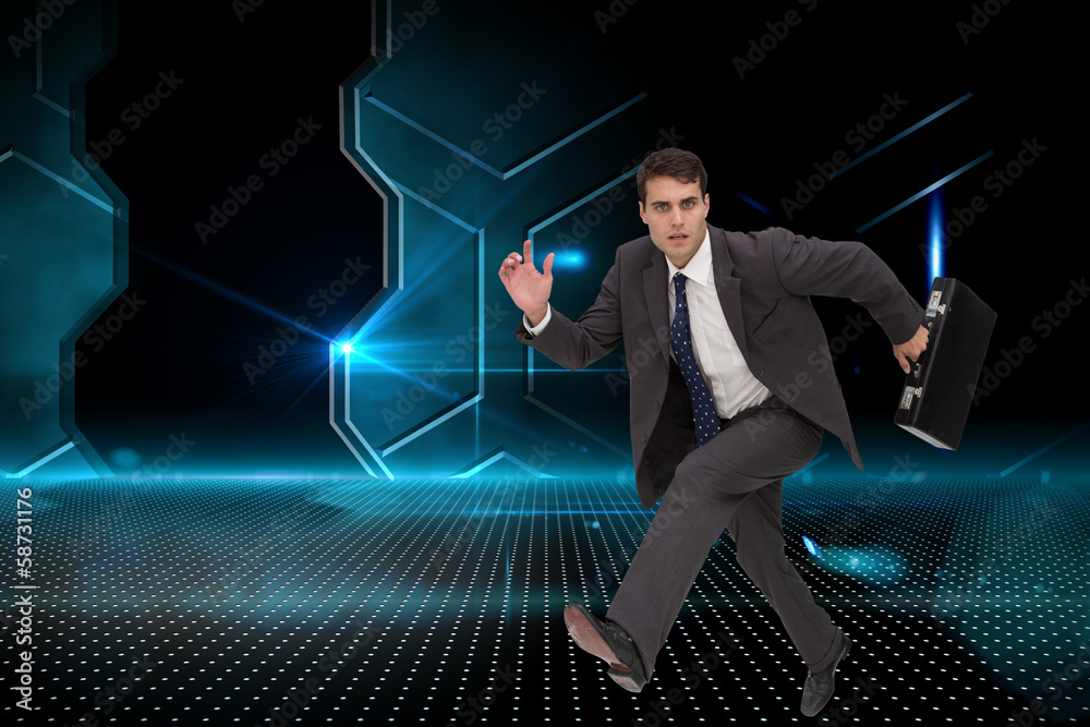 Poster composite image of stern businessman in a hury