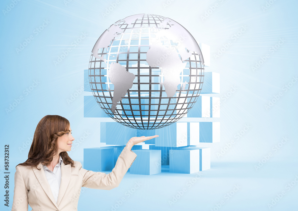 Aufkleber composite image of businesswoman with empty hand open