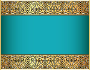 background with a strip with Celtic pattern of gold