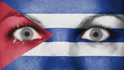 Close up of eyes with flag